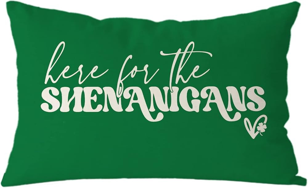 GAGEC St Patricks Day Pillow Covers 12x20 Inch Here for The Shenanigans Throw Pillows Green Home ... | Amazon (US)