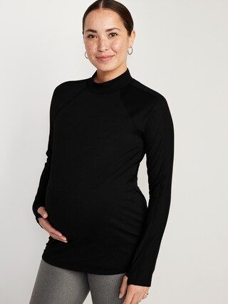 Maternity CozeCore Rib-Paneled Mock-Neck Top for Women | Old Navy (US)