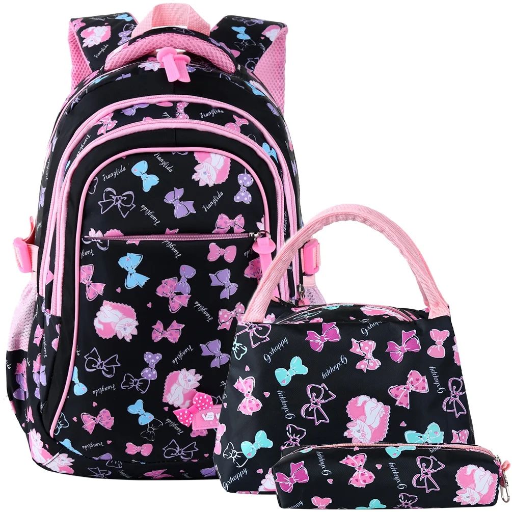 Vbiger School Backpack Black Backpacks for Girls and Boys Nylon Bookbag with Lunch Bag ＆ Pencil... | Walmart (US)