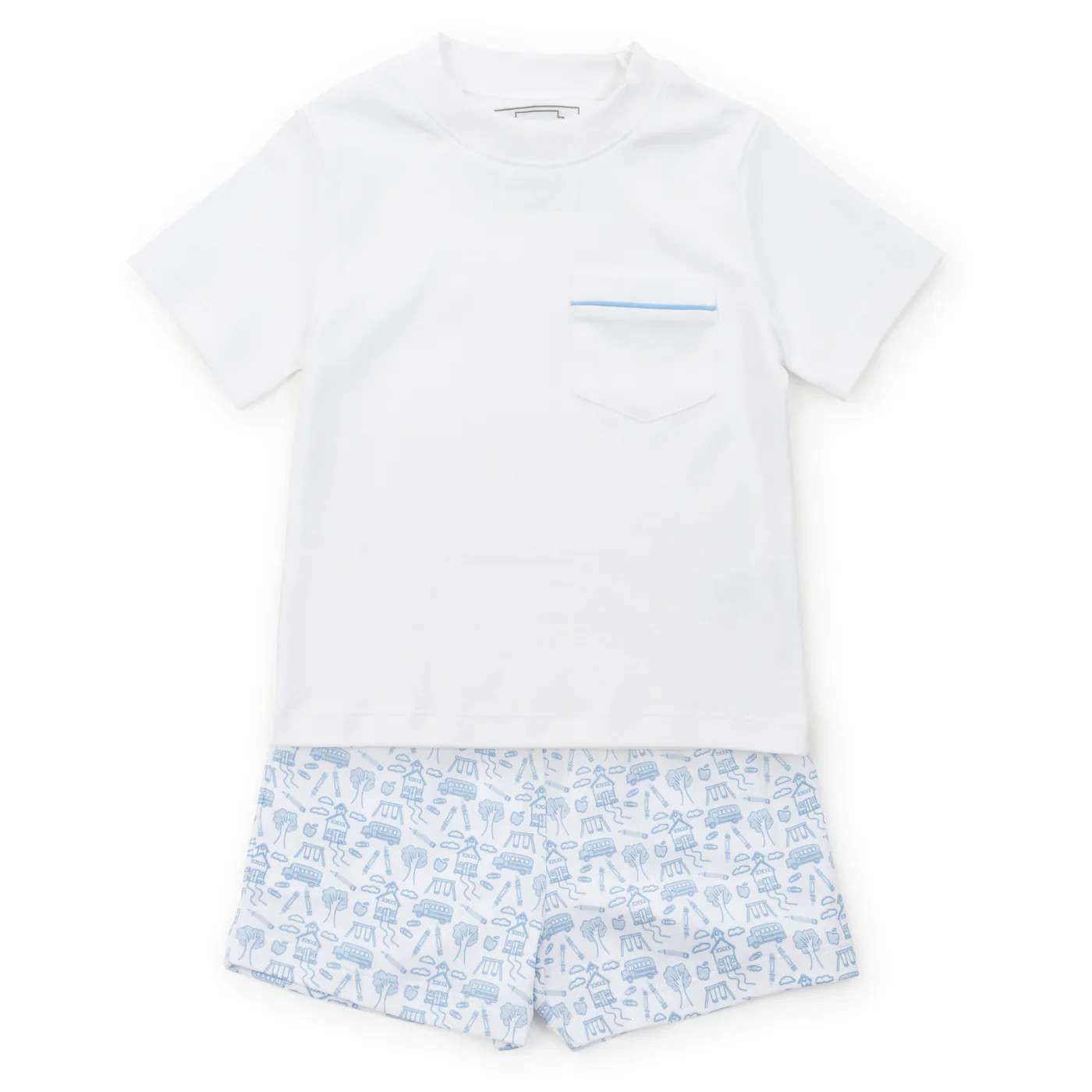 Lila and Hayes Walker Boys' Short Set - School Days Blue | JoJo Mommy