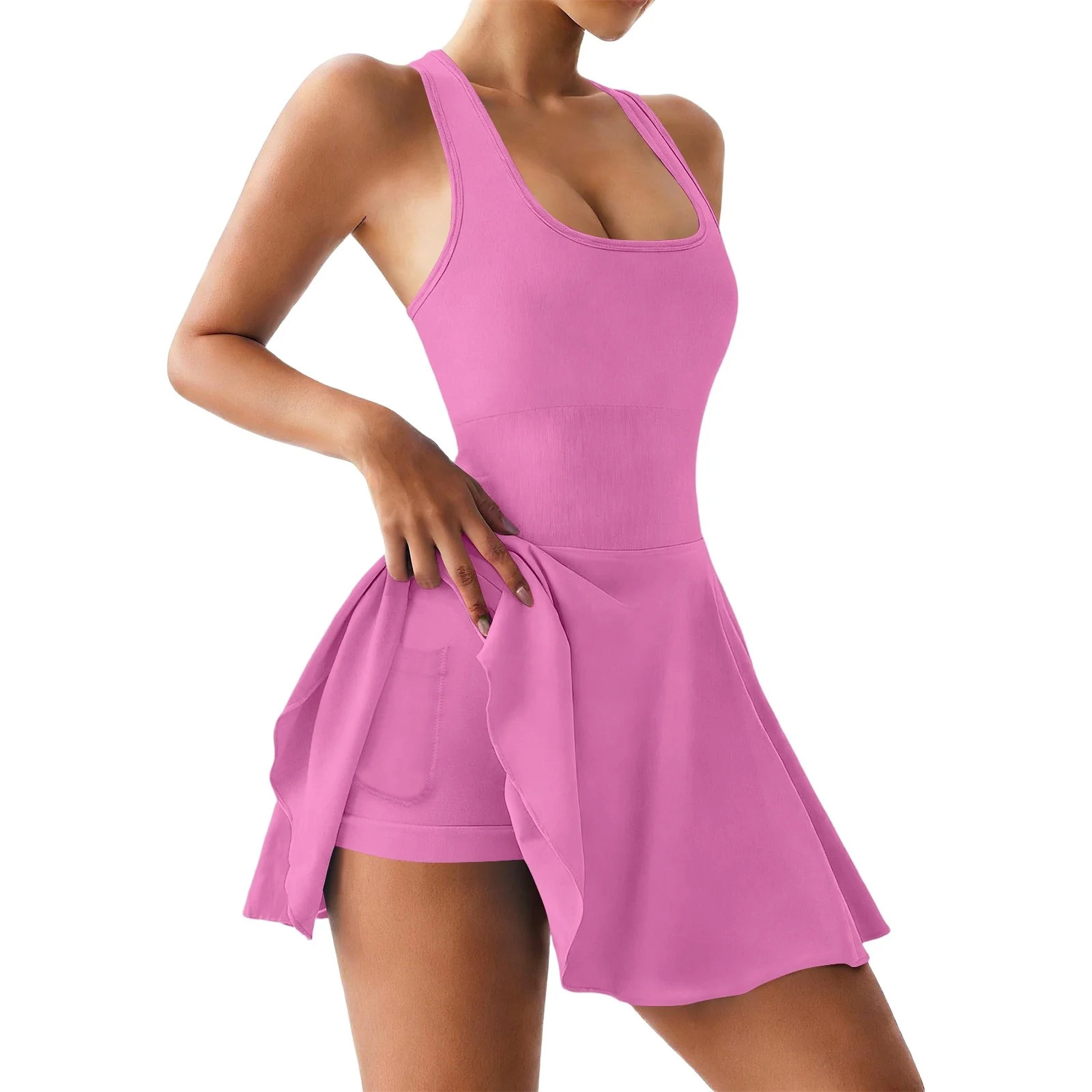 Womens Romper Backless Tennis Jumpsuit With Pockets Yoga Gym Fitness Workout Short Skirt Women Ca... | Walmart (US)