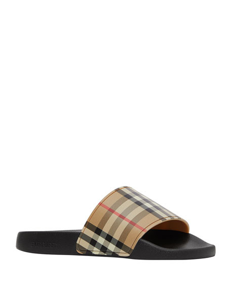 Burberry Furley Vintage Check Slide Sandals | Neiman Marcus