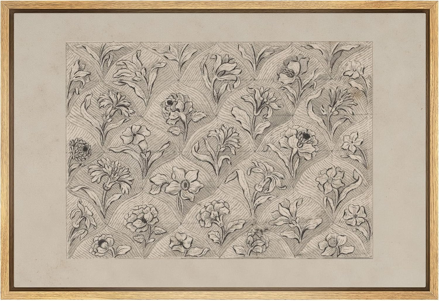 SIGNFORD Framed Canvas Print Wall Art Set Vintage Floral Pattern Sketch Detailed Botanical Illust... | Amazon (US)