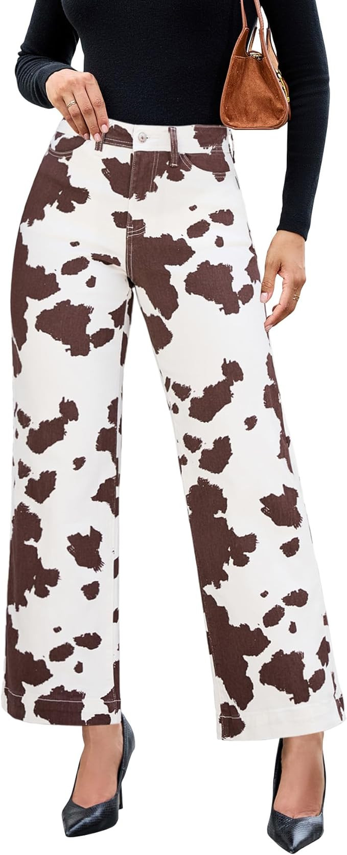 luvamia Wide Leg Jeans Woman Trendy High Waisted Leopard Cheetah Print Ankle Length Stretchy Deni... | Amazon (US)