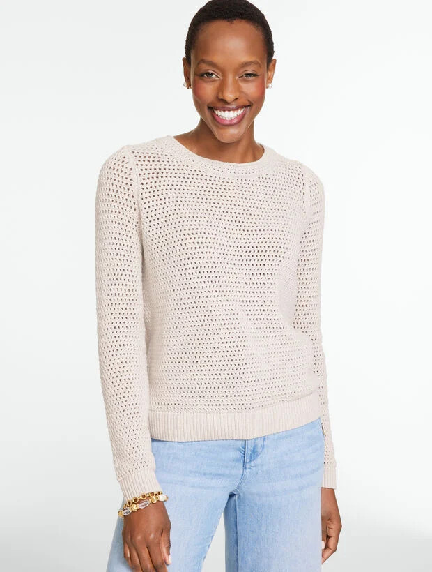Open Stitch Crewneck Sweater - Marl | Talbots