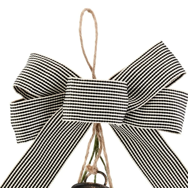 Holiday Time Black and White Swag with Metal Bells Hanging Decoration, 11.8" x 23.6" | Walmart (US)
