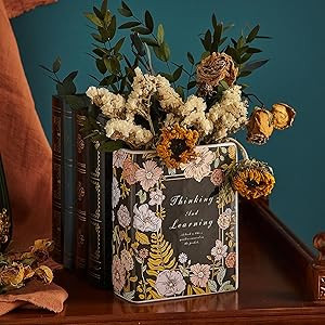 Book Vase Black Ceramic Vase Retro Book Shaped Flower Vase Aesthetic Rectangular Vases for Flower... | Amazon (US)