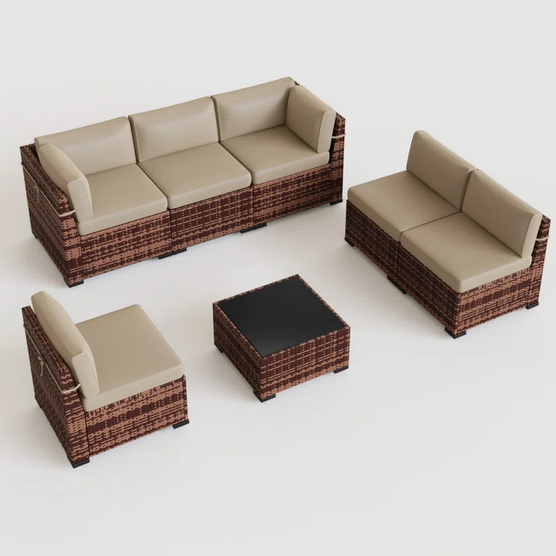 Cawanna 6 - Person Modular Patio Conversation Sets with Cushions | Wayfair North America