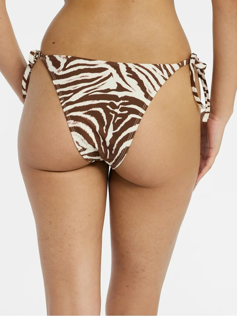 No Boundaries Zebra Print Side Tie Bikini Bottoms, Women’s XXS-XXL | Walmart (US)