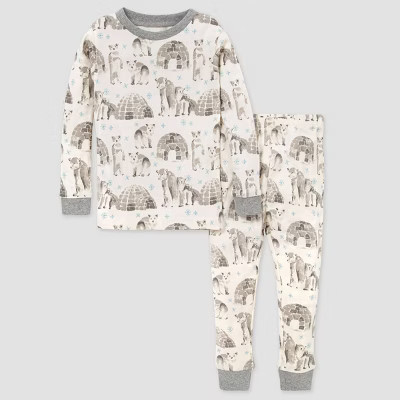 Burt's Bees Baby® Toddler Organic Cotton Igloo/Polarbear Pajama Set - Gray | Target