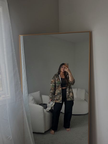 Easy, comfortable street style outfit inspo
Nike cargo pants- large (I’m a size 8 jeans)
Camo hoodie (it’s from Scheels, men’s XXL bc duh oversized)
Skims ribbed tank Medium
New balance 9060

Drew Barrymore chair

#LTKmidsize #LTKshoecrush #LTKstyletip