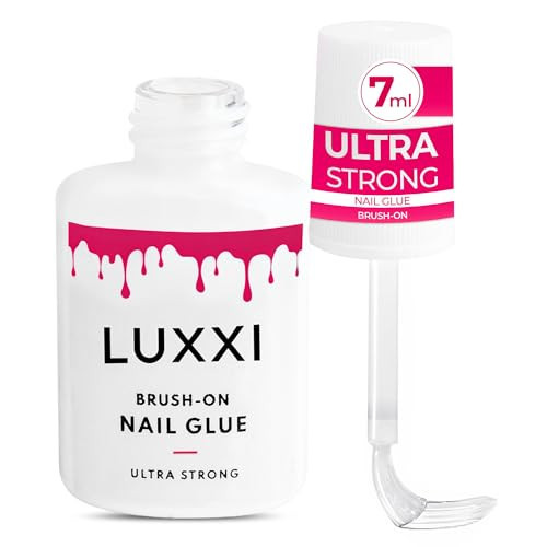 LUXXI Brush On Nail Glue for Press On Nails - Precision Applicator, Quick Air Dry Adhesive for Nail Tips, Artificial & Acrylic, Long Wear Hold, No Uv Lamp Needed | Pink Gel - 0.24oz | Amazon (US)
