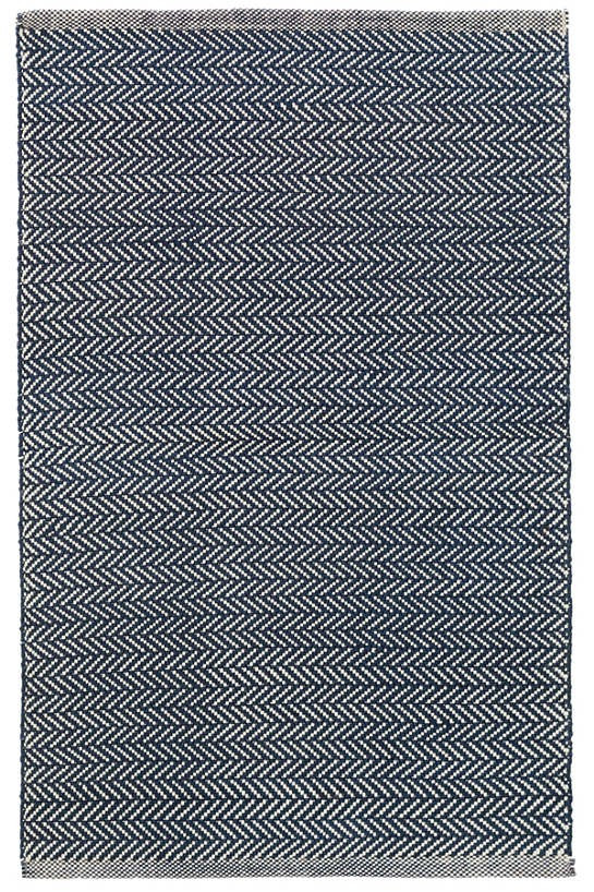 Best Seller! Herringbone Indigo Woven Cotton Rug | Annie Selke