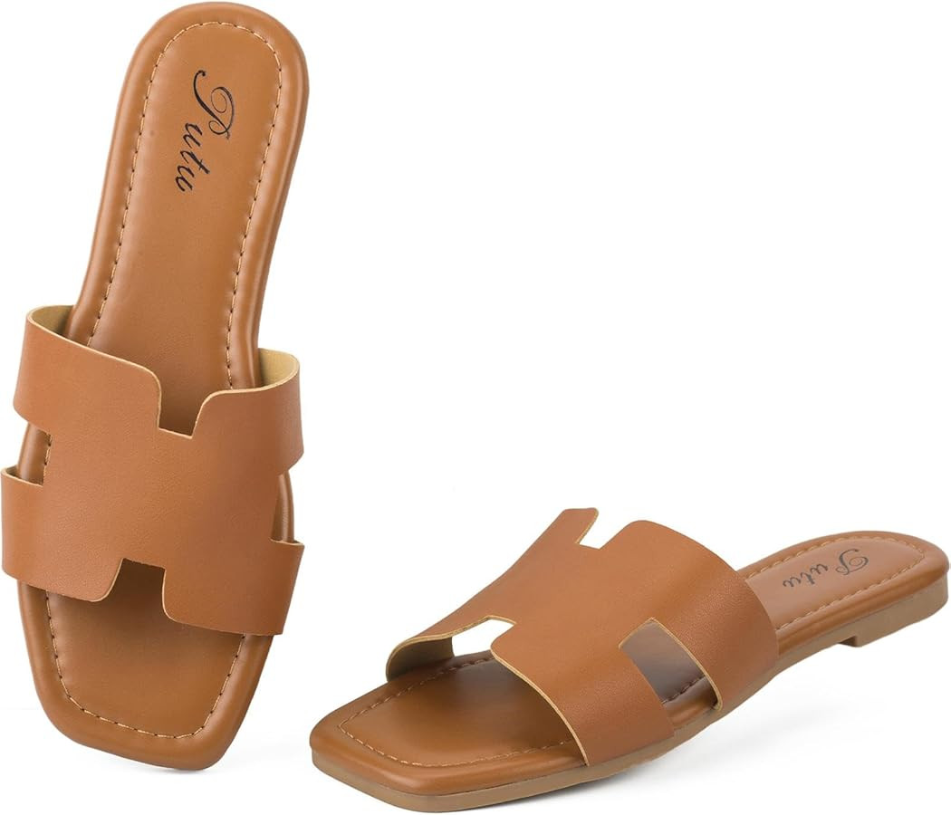 Putu Women's Flat Sandals Summer Sandals Cute Slide Sandals | Amazon (US)