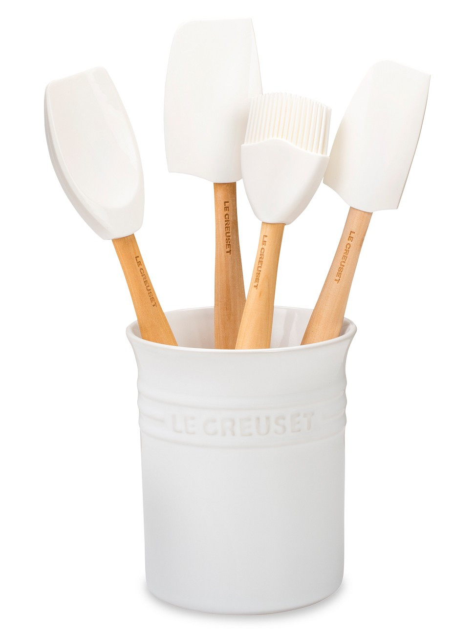 5-Piece Utensil & Stoneware Crock Set - White | Saks Fifth Avenue