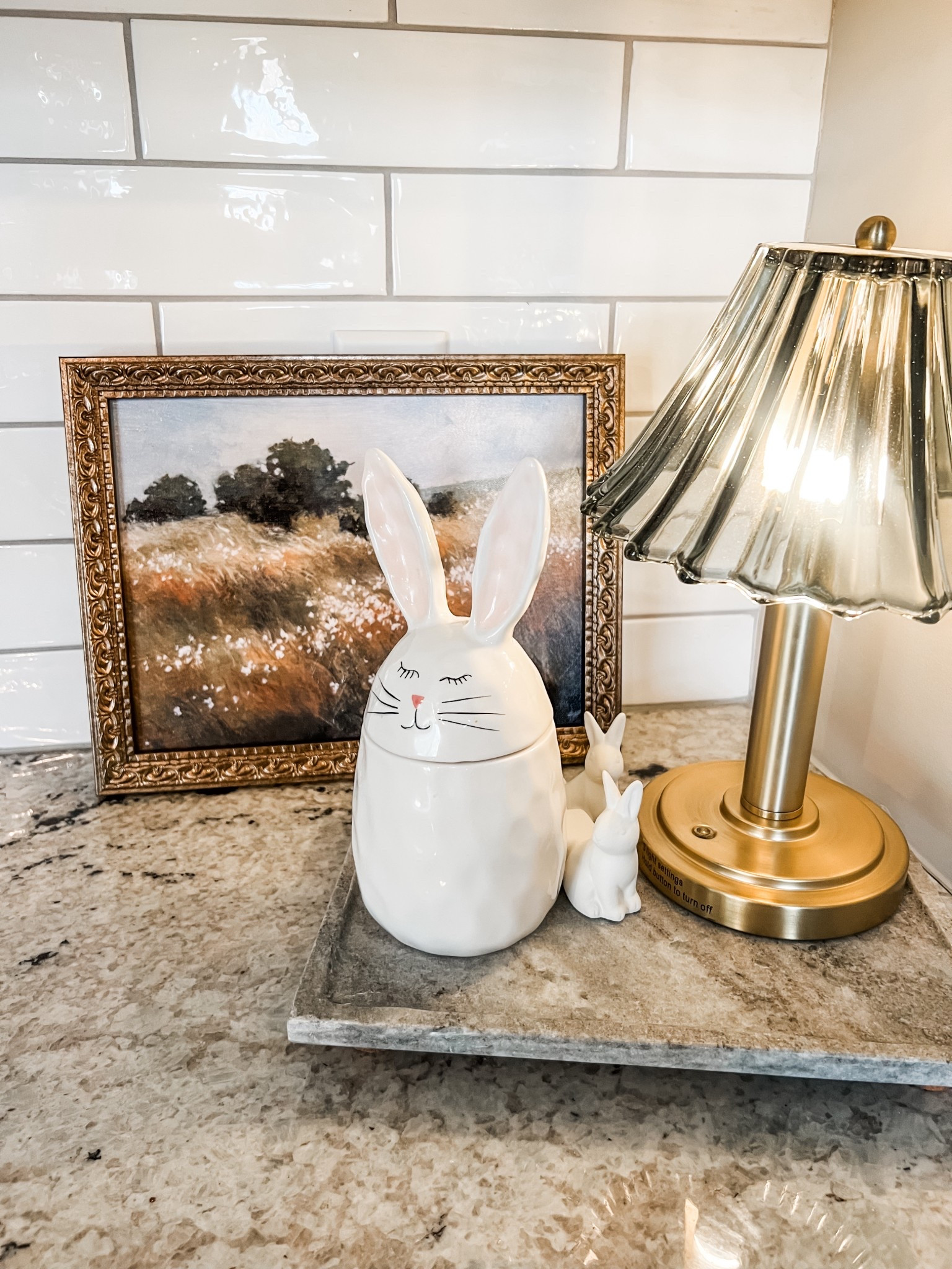 Love this decor in my kitchen 🤍✨

Cordless lamp- Yes please! Cute & practical 

Art- Walmart. YEP, cute and I expensive art from Wally-world

Bunny- was from Home Goifs a few years ago 🐰

#LTKSeasonal #LTKdayinmylife #LTKSpringSale