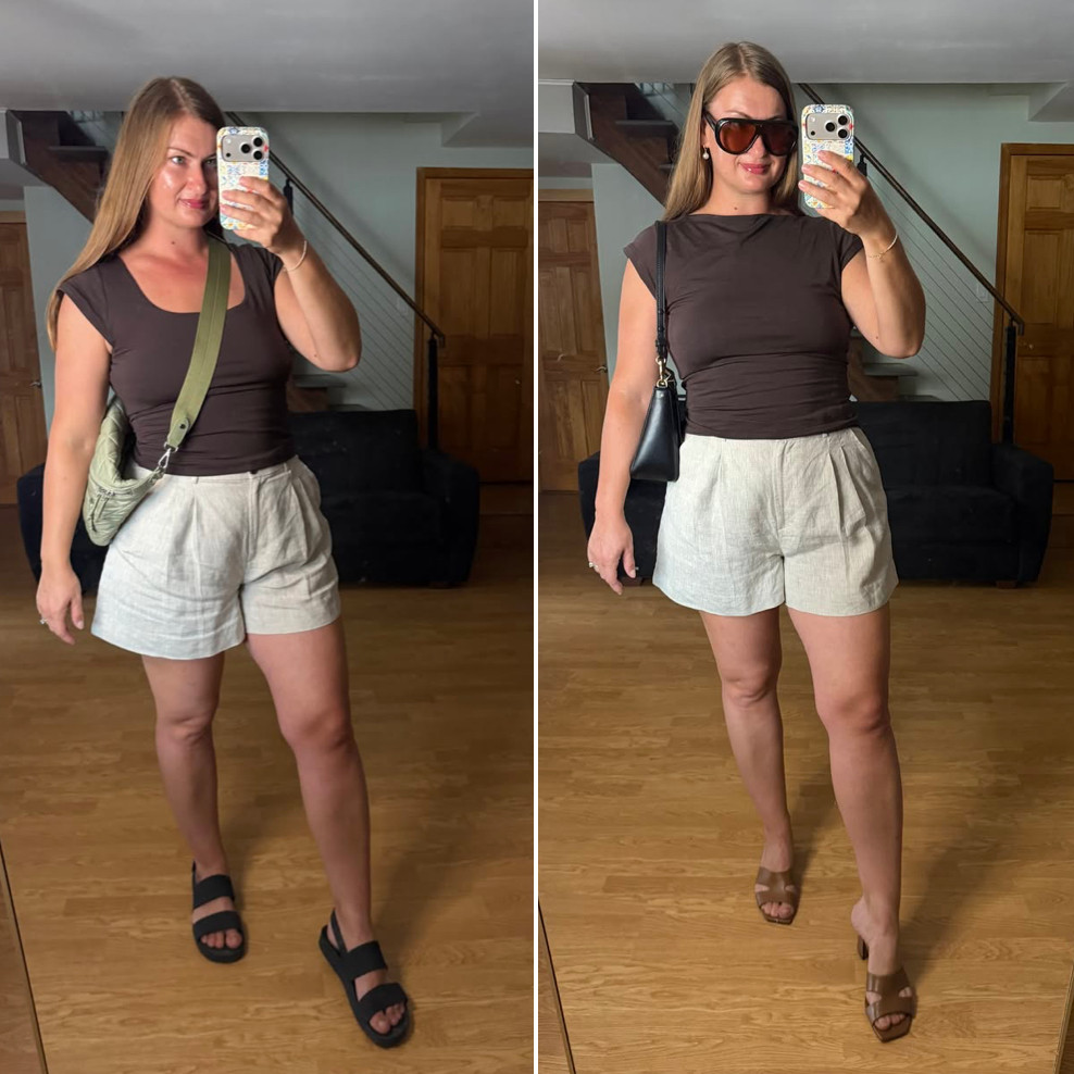 One reversible top. Two completely different moods. 🤎
Some days I'm all about comfort - a sling bag, comfy sandals, and I'm off chasing kids.
Other days, I want to throw on a pair of heels, grab a handbag, and remind myself that she's still in there too. 😉
I love pieces that can do both because, let's be honest... both women are me.

@abercrombie

#LTKdayinmylife #LTKgrwm #LTKmomlife