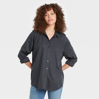 Women's Raglan Long Sleeve Button-Down Shirt - Universal Thread™ | Target