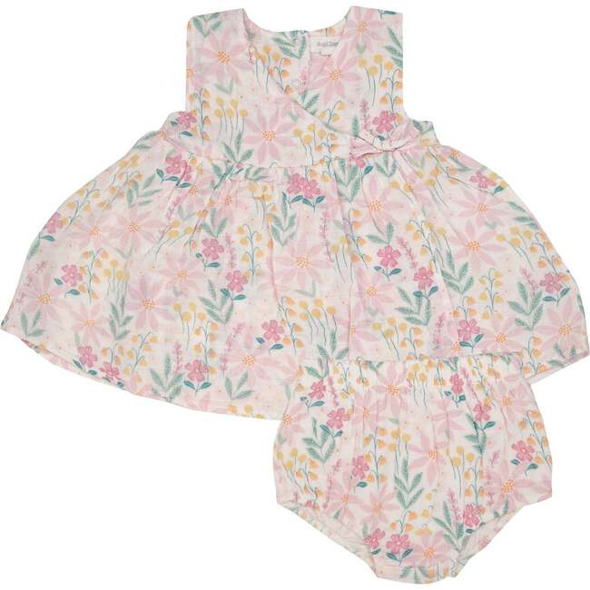 Angel Dear | Pinwheel Floral Kimono Dress & Bloomer | Organic Cotton (Multicolor, Size 3-6M) | Maiso | Maisonette
