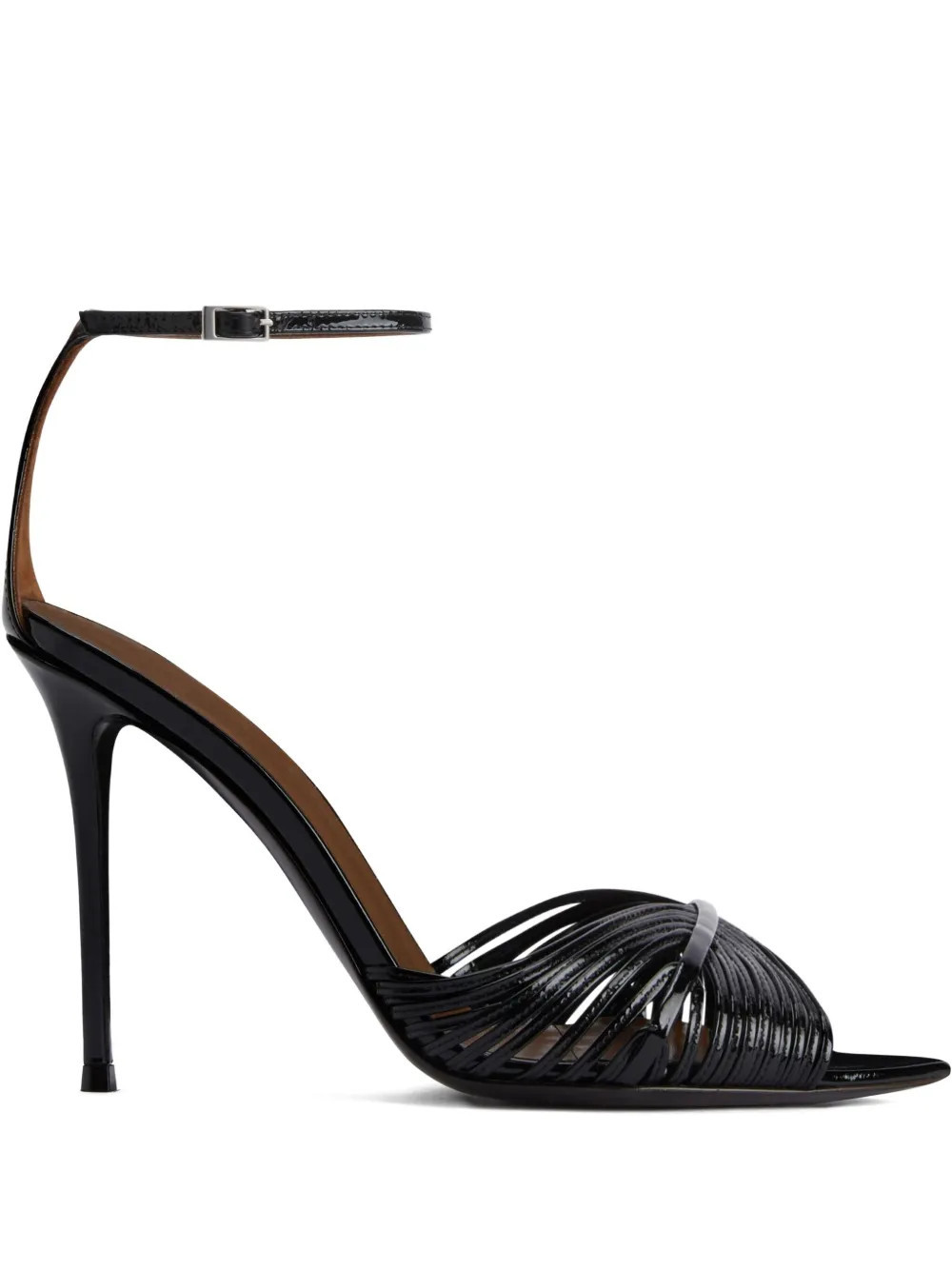 Giuseppe Zanotti 105mm Intriigo Shell leather sandals - Black | Farfetch Global