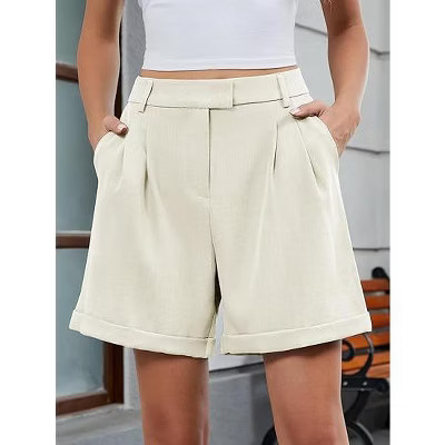 Women's Office Commuter Shorts - Cooling Touch Dressy Shorts for Business Casual, Slimming Tailored Fit Stretch Fabric White S | Target