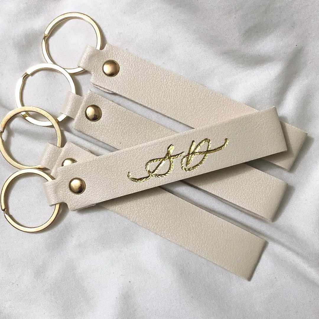 Personalized Foil Embossed Faux Leather Keychain | Etsy (US)