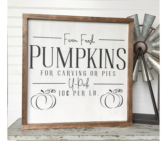 Farm Fresh Pumpkins Wood Sign 19.5"x19.5". Farmhouse style sign, Pumpkin signs, Fall farmhouse de... | Etsy (US)
