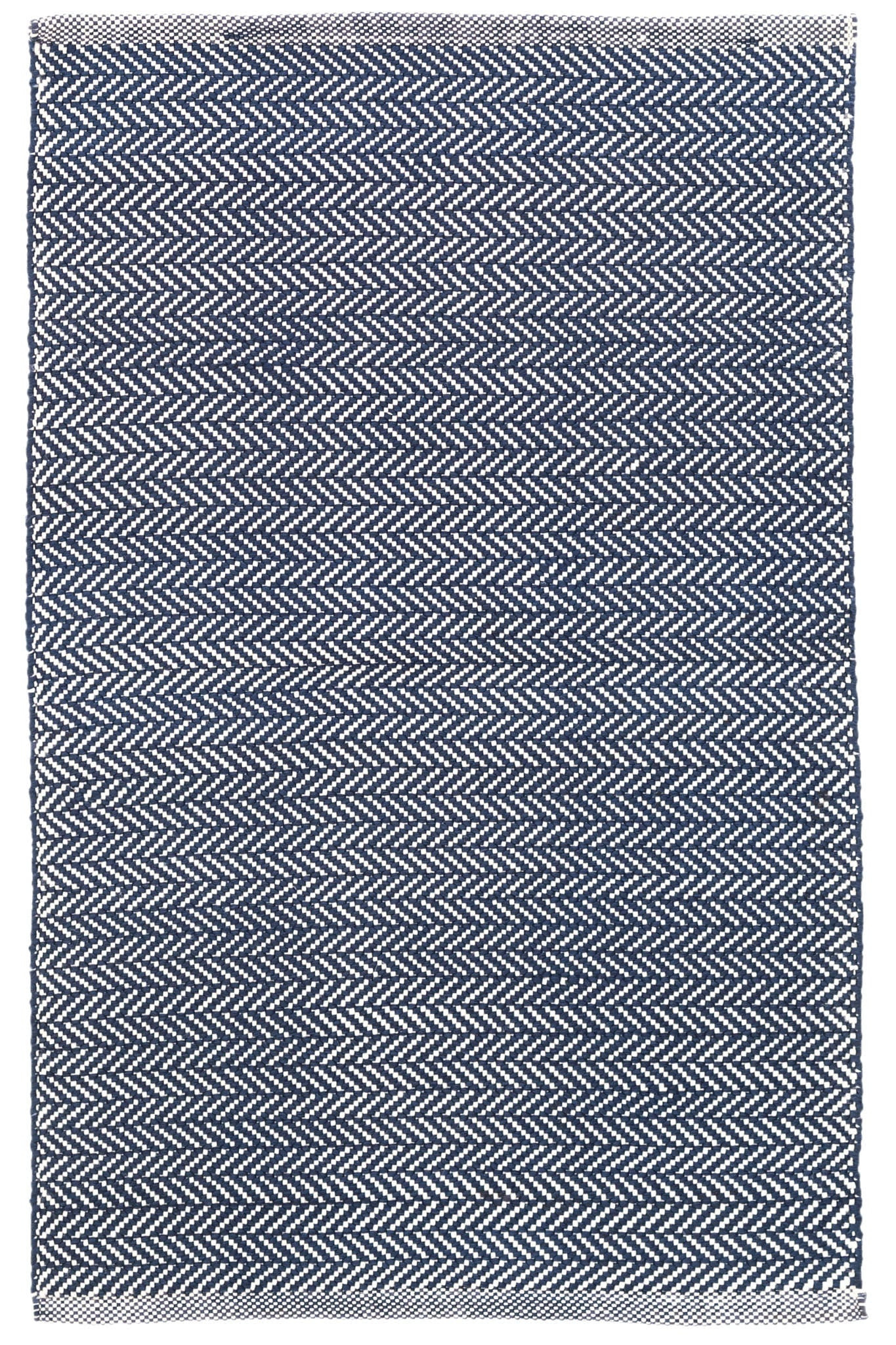 Herringbone Handwoven Indoor/Outdoor | Indigo/White 2' 6" x 12' rug | Rugs USA