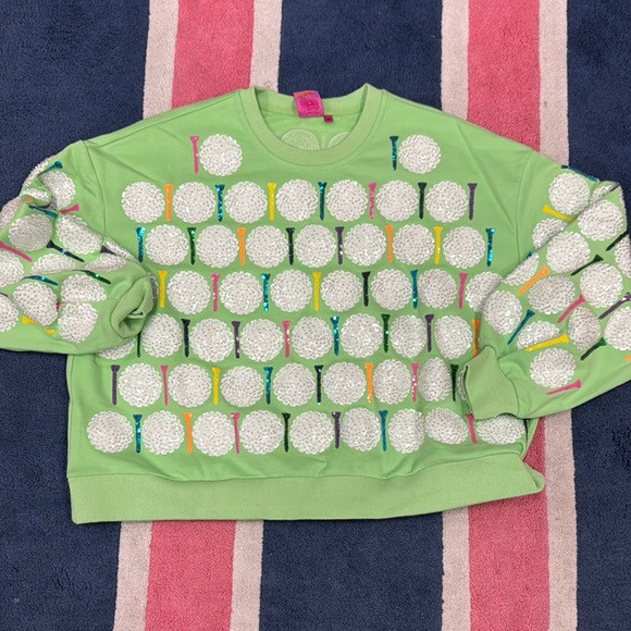 NWOT QUEEN OF SPARKLES Green golf Sweatshirt size XS | Poshmark