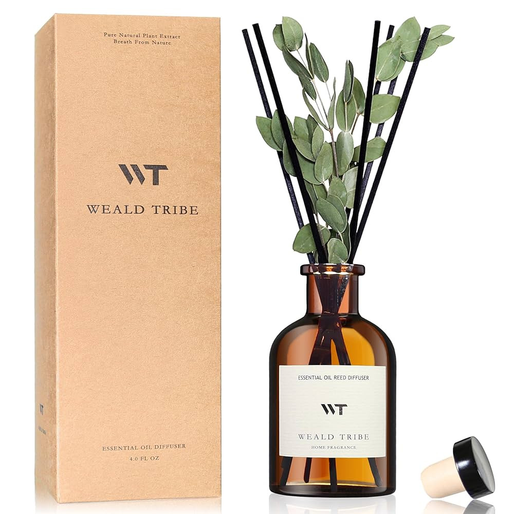 WEALD TRIBE Flower Reed Diffuser Set Eucalyptus & Lavender Scent For Bathroom Accessories Shelf D... | Amazon (US)