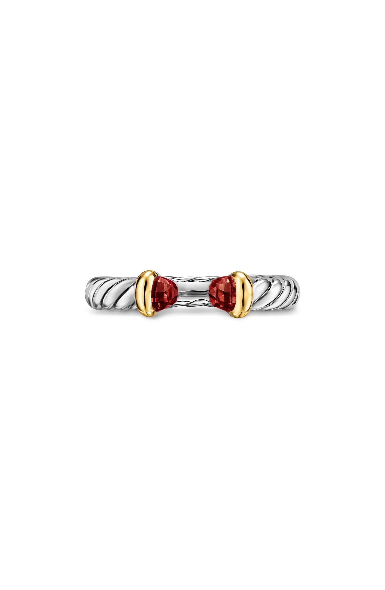 Petite Cable Open Ring in Sterling Silver with 14K Yellow Gold, 3.4mm | Nordstrom