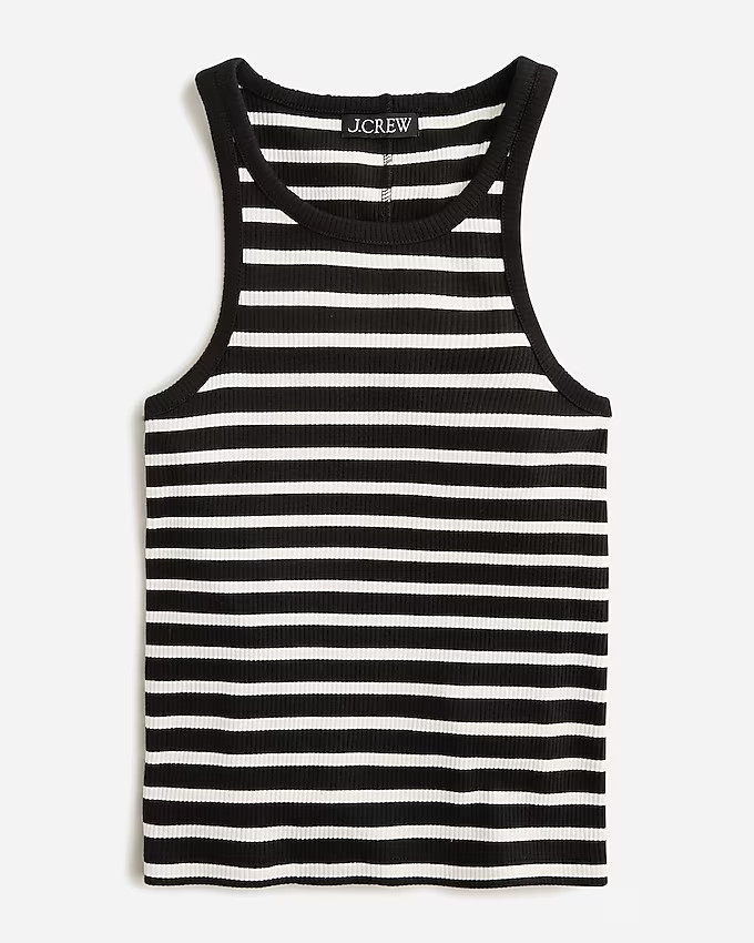 Vintage rib high-neck cutaway tank top in stripe | J. Crew US