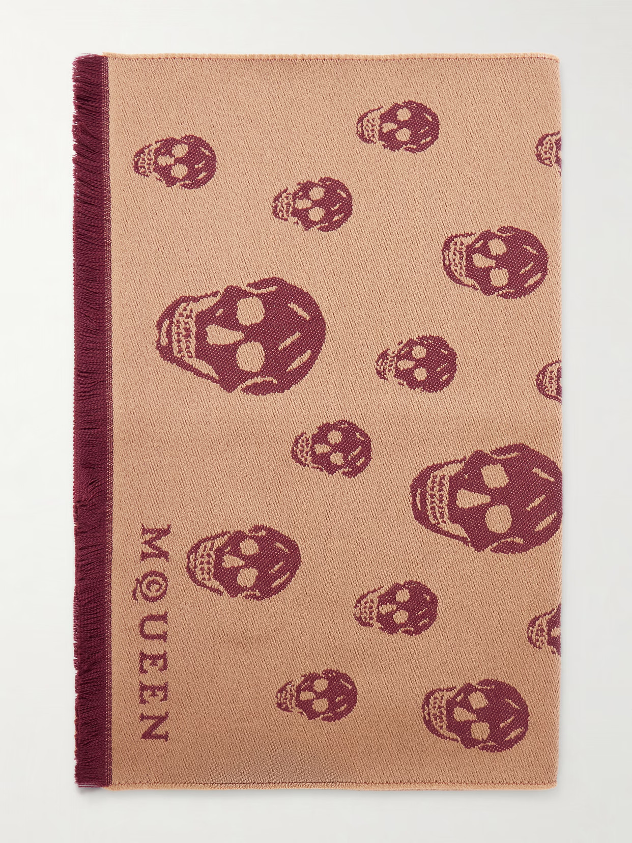 MCQUEEN - Frayed Wool-jacquard Scarf - Brown | NET-A-PORTER (US)