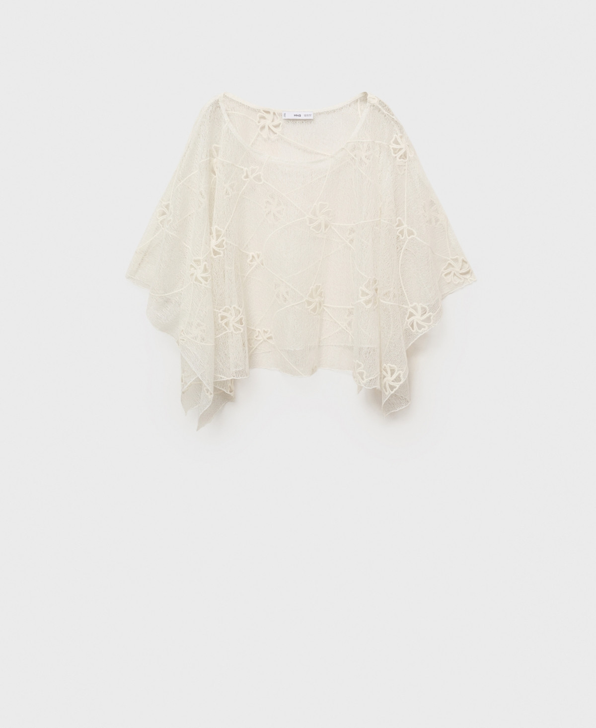 Mango Women's Embroidered Flower Top - Off White | Macy's