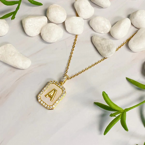 Ellison and Young 18k Gold Plated Initial Deco Open Locket Pendant 18" Necklace | Casual Chic Boutique