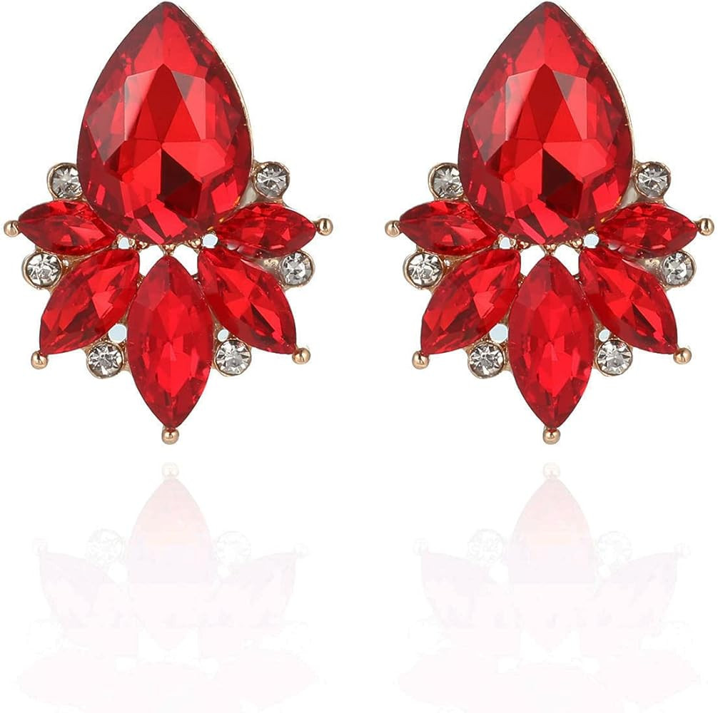 Vintage Rhinestone Earrings Fancy Crystal Cluster Drop Earrings Art Deco Earrings for Women | Amazon (US)