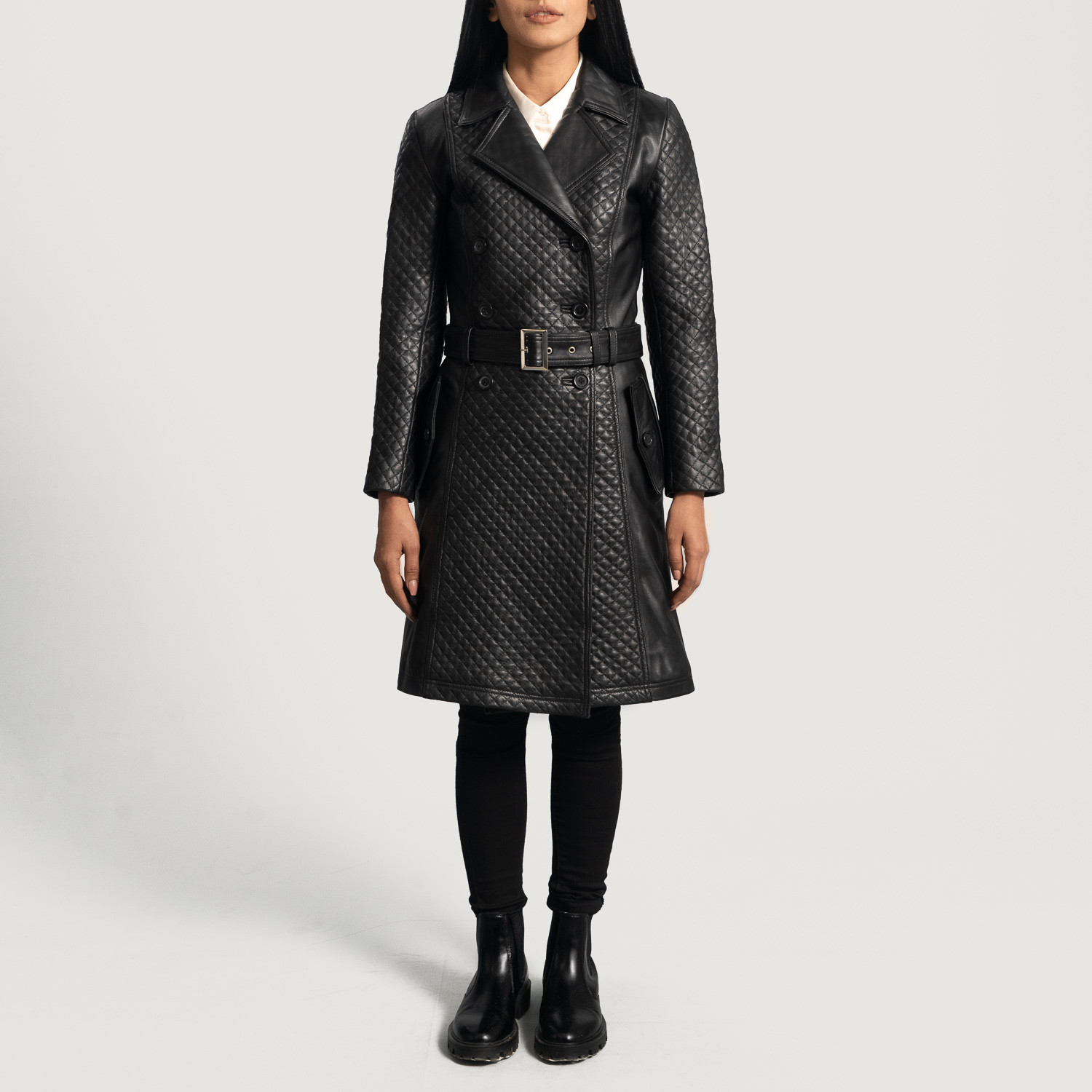 Sweet Susan Black Leather Trench Coat | The Jacket Maker