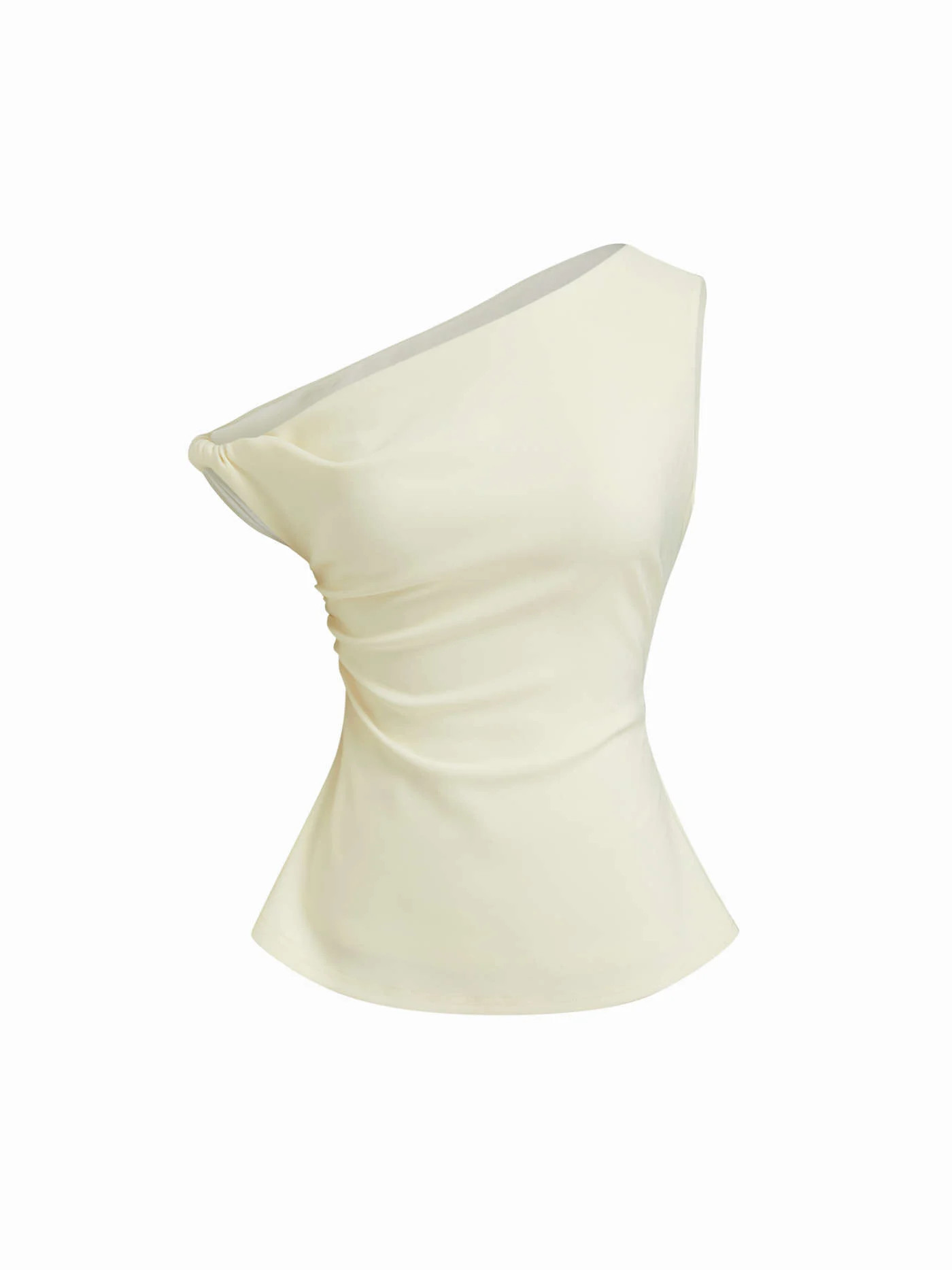 Asymmetrisch halsverdrehtes, geriffeltes Tank-Top | Cider