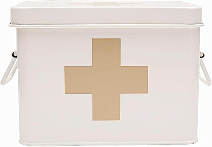 Usnyabni Retro Enameled First Aid Box for Medicine Storage and Home Decor with Lid and Removable ... | Amazon (US)