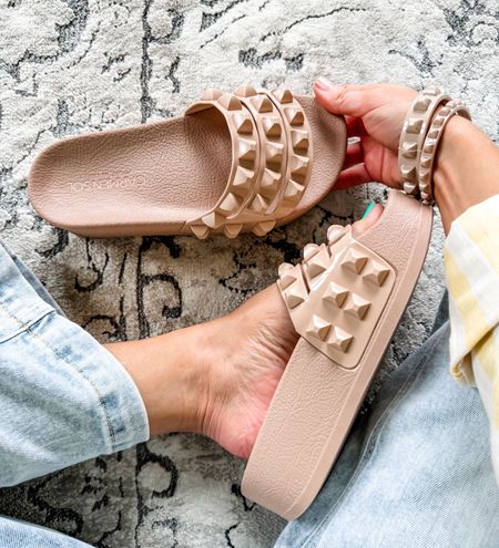 Shoes tts. Bracelets medium. Carmen sol, jelly sandals, platform sandals, studded sandals, rubber sandals, bracelets, Mother’s Day gifts 

#LTKshoecrush #LTKGiftGuide #LTKfindsunder50