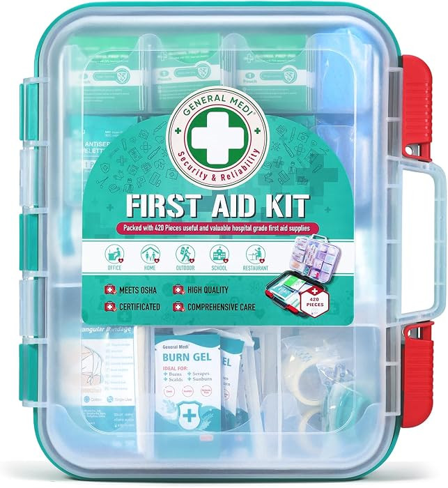 General Medi 420 Pieces Professional First Aid Kit - HardCase First Aid Box - Contains Premium Me... | Amazon (US)