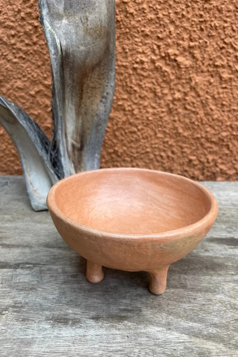 Rustic Pit Fired Natural Clay Footed Bowl | Etsy (Global)