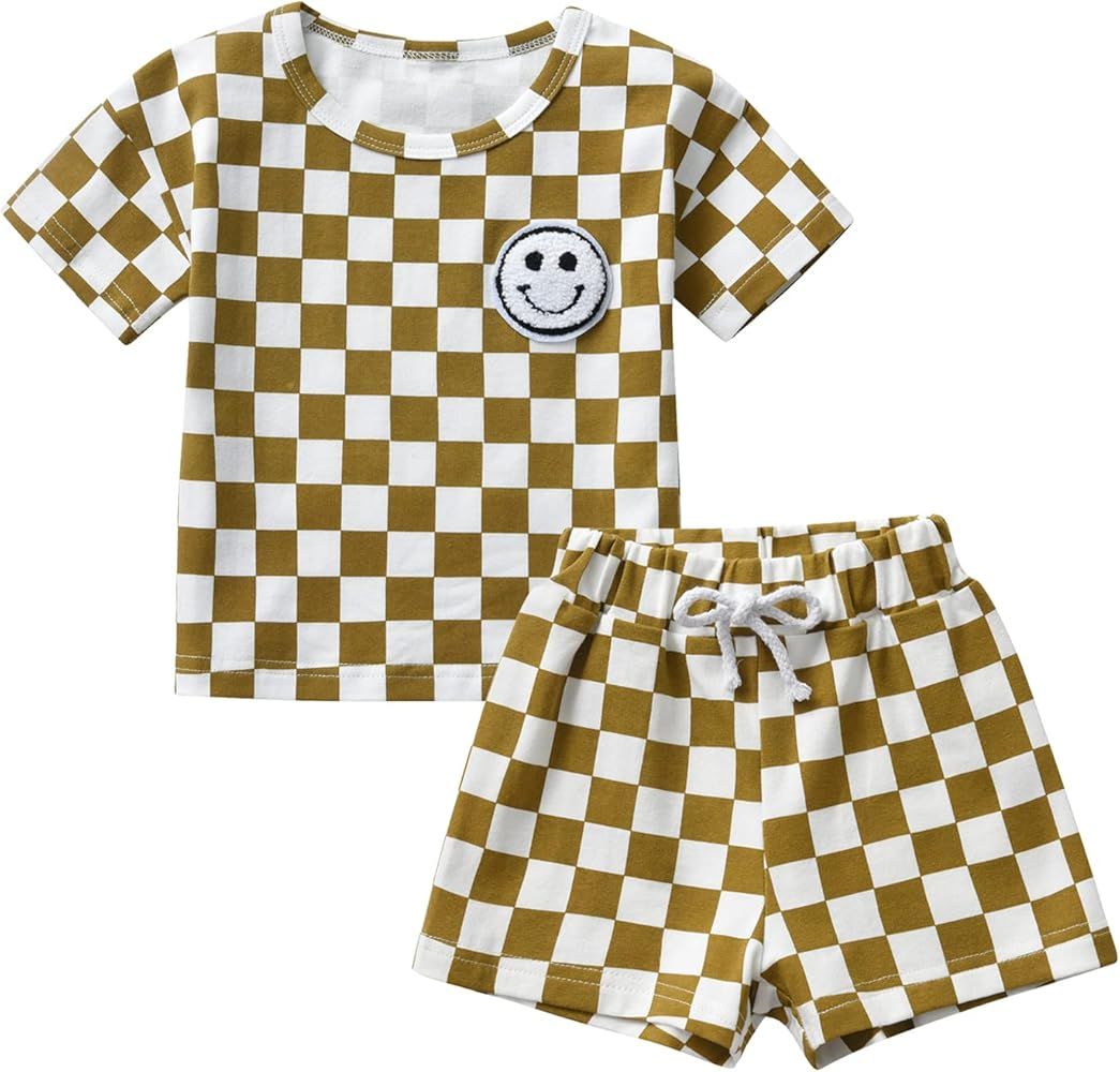 Infant Baby Boy Clothes Short Sleeve Contrast Color Tops and Shorts Casual Summer Outfits Set | Amazon (US)