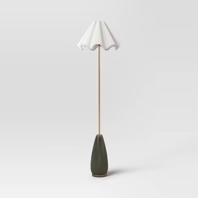 Wavy Shade Collection with Ceramic Base Floor Lamp Green - Threshold™ | Target
