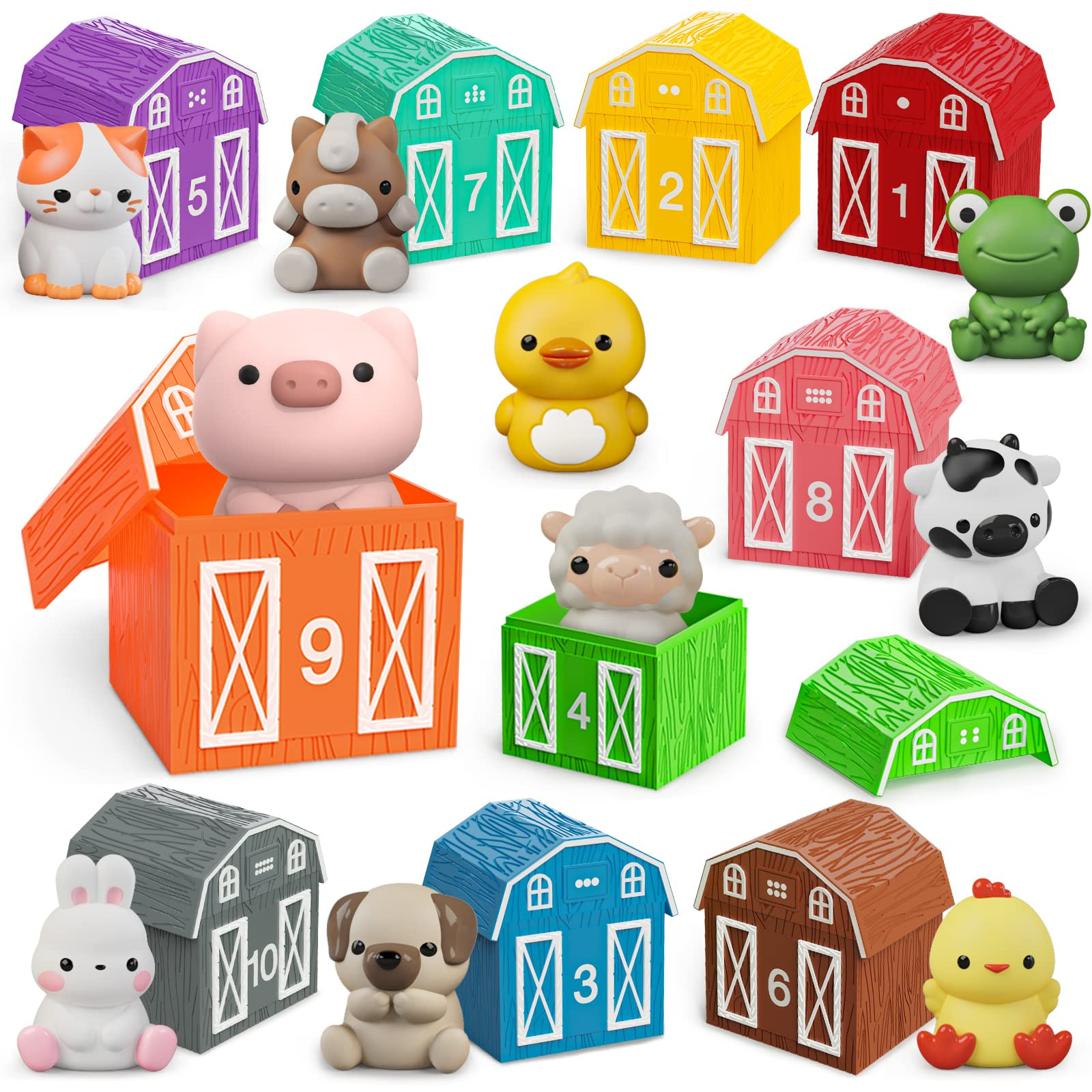 Learning Toys for 1 2 3+ Year Old Toddlers, 20pcs Farm Animals Barn Toys Finger Puppets for Kids,... | Amazon (US)