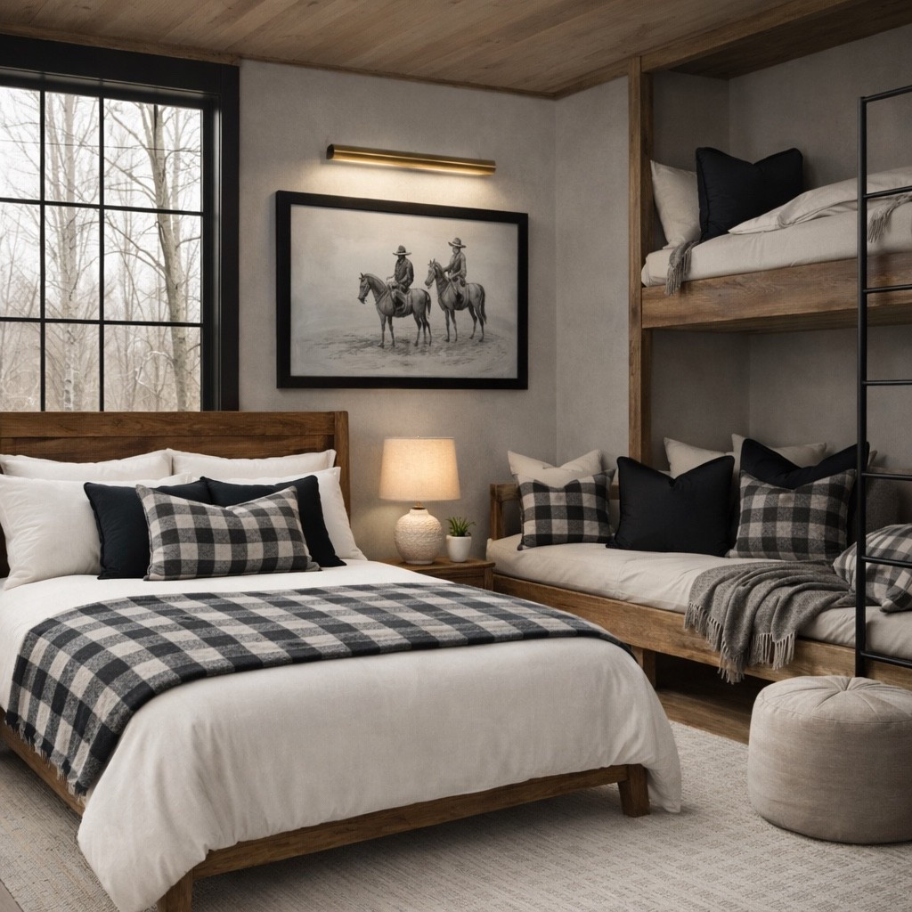 ~Rustic bunk room~ I’ve linked up lots of options to create this look 


Cabin bedroom, kids room, interior design 

#LTKHome