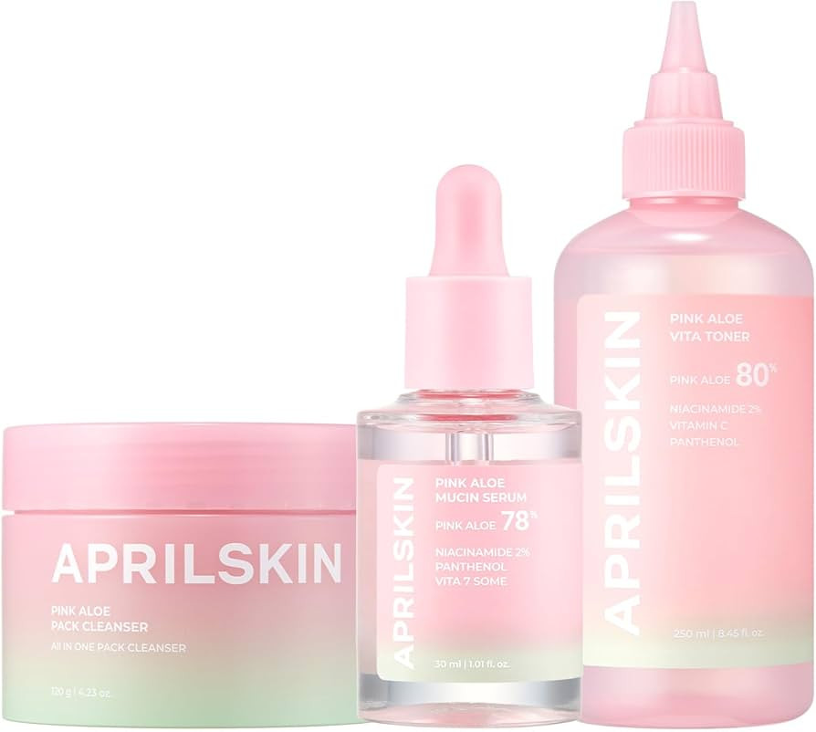 APRILSKIN Pink Aloe Facial Polish Cleanser with Vita Toner and Mucin Serum | Amazon (US)