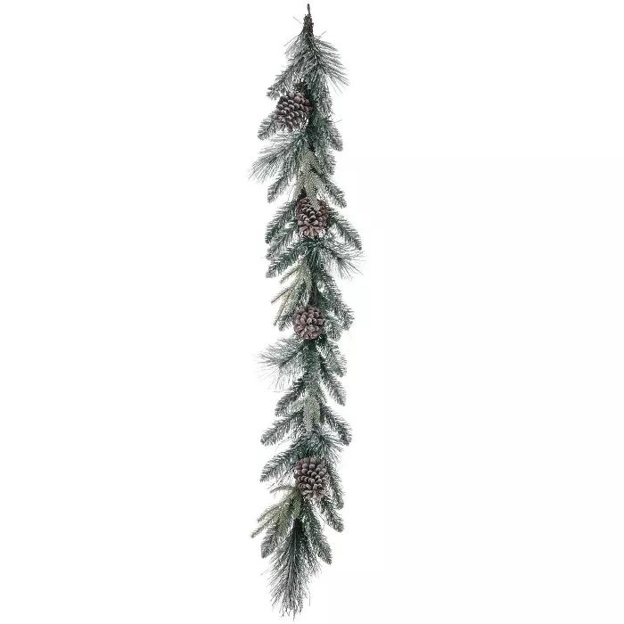 Sullivans Artificial Flocked Pine with Cones Garland 60"L Green | Target