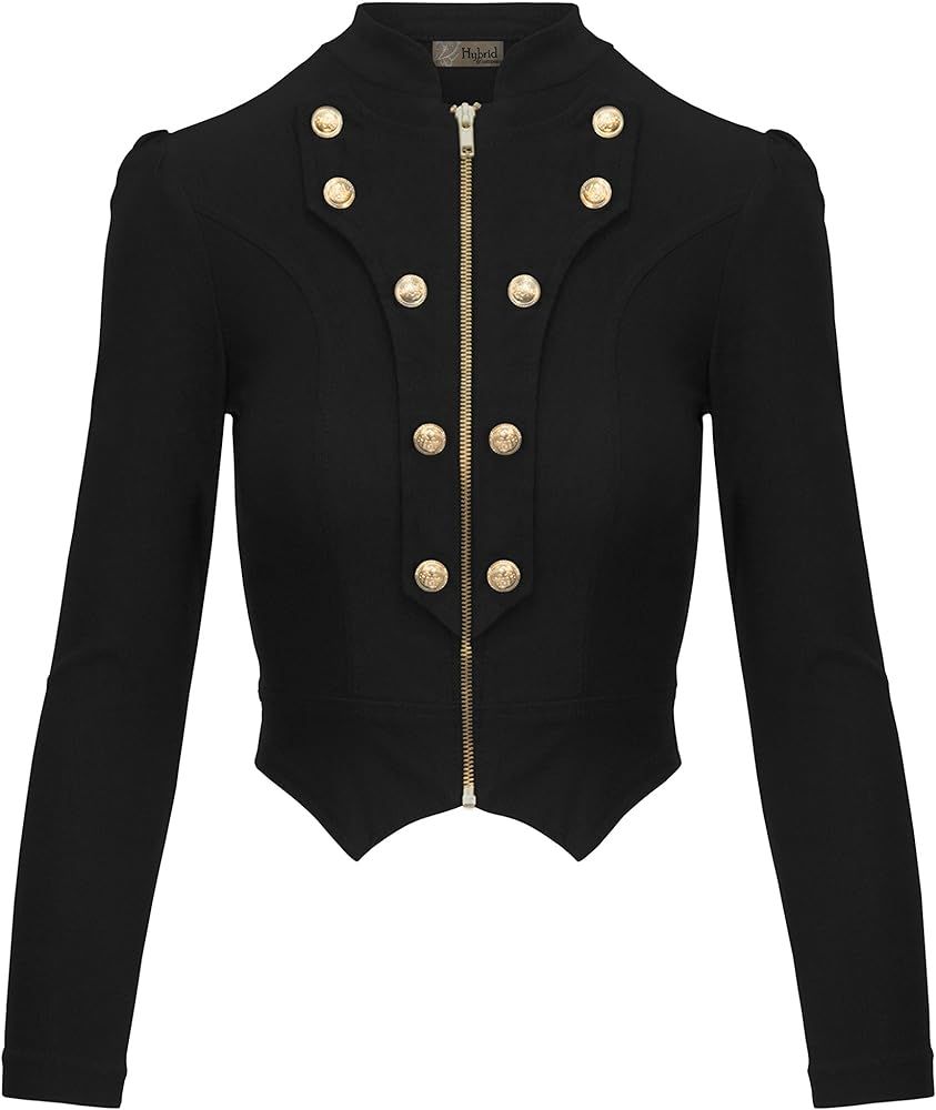 HYBRID Women's Dressy Military Crop Blazer Super comfy Premium Ultra Stretch Fashion Zip Up Blaze... | Amazon (US)