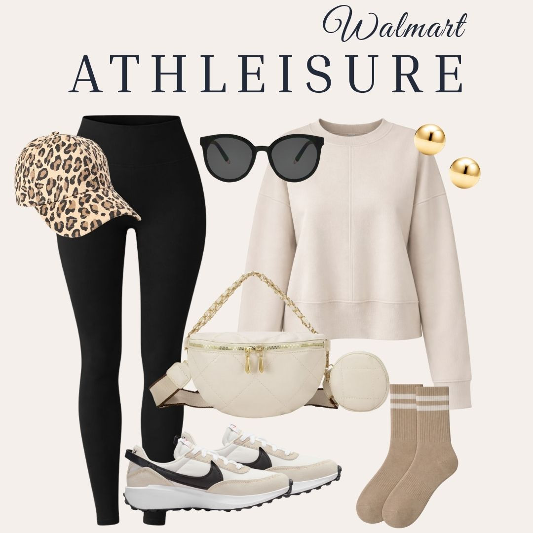 Easy neutral athleisure from Walmart 🤎 Love this everyday outfit for running errands or grabbing coffee. The black leggings, cozy sweatshirt, and crossbody bag make this look effortless and comfortable.

// Walmart, Walmart Finds, Walmart Fashion, Walmart Outfits, Walmart Athleisure, Athleisure Outfits, Walmart Fitness, Walmart Workout, Sweatshirt, High Waist Leggings, Stud Earrings, Womens Sunglasses, Belt Bag, Womens Slip On Sneakers, Tank Top, Crossbody Belt Bag, Fitness Watch, Smart Watch, Tumbler, Womens Sneakers, Baseball Hat, Crew Socks 

 #LTKootd #LTKfitnessgoals #LTKActive